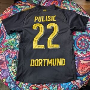 PUMA Evonik Borussia Dortmund Pulisic #22 Jersey Kit Size Small Black Yellow